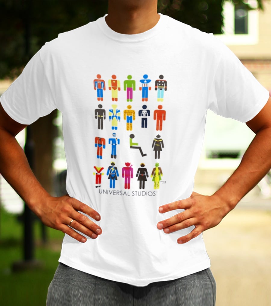 UNIVERSAL STUDIOS Marvel Super Heroes Iconic Characters T-Shirt