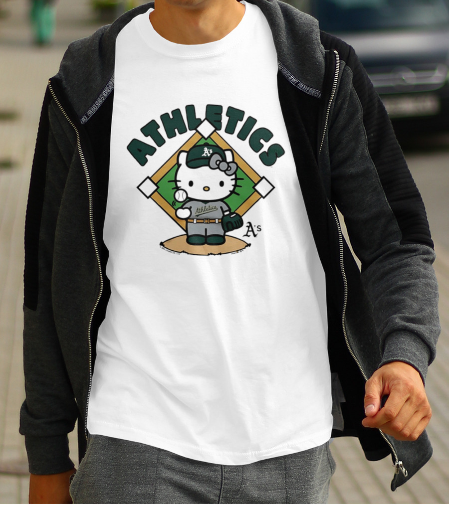 Athletics Hello Kitty MLB Collaboration Baseball Character With A's T-Shirt