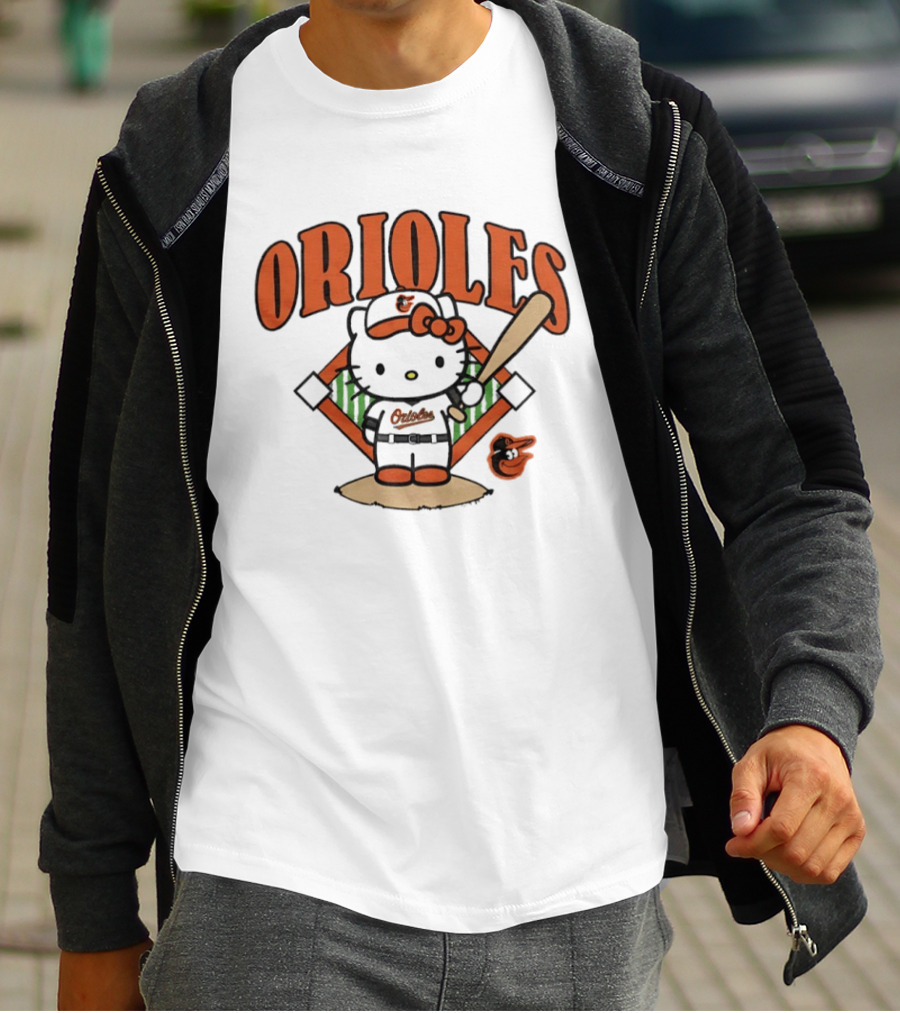 Baltimore Orioles Hello Kitty MLB Collaboration With Baseball T-Shirt