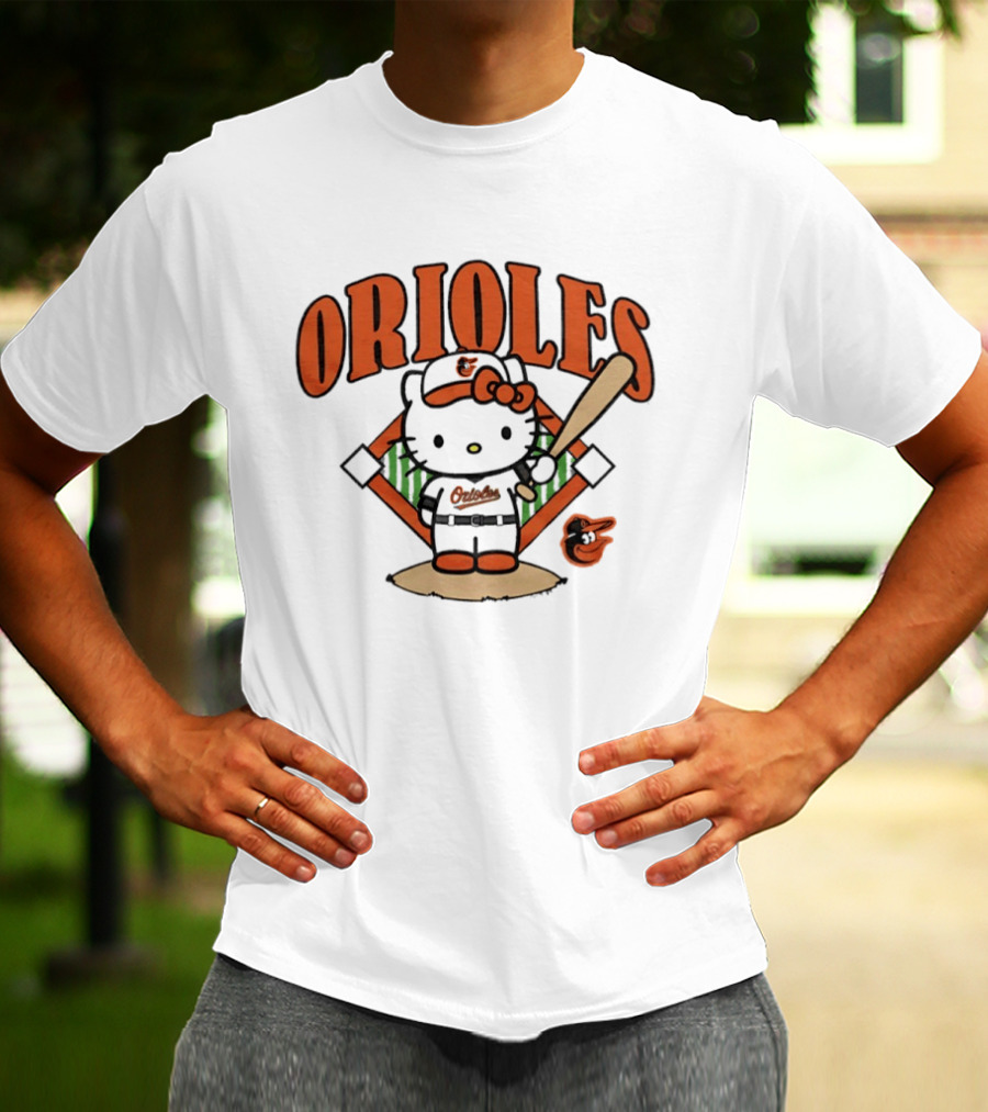 Baltimore Orioles Hello Kitty MLB Collaboration With Baseball T-Shirt