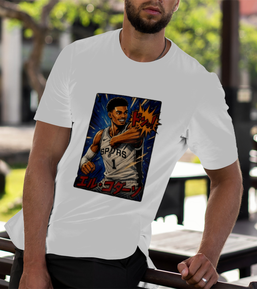El Codazo Victor Wembanyama San Antonio Spurs Basketball Manga Style Japanese T-Shirt
