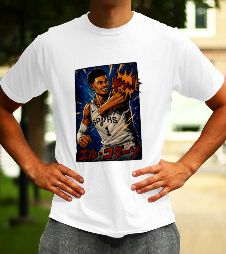 El Codazo Victor Wembanyama San Antonio Spurs Basketball Manga Style Japanese T-Shirt