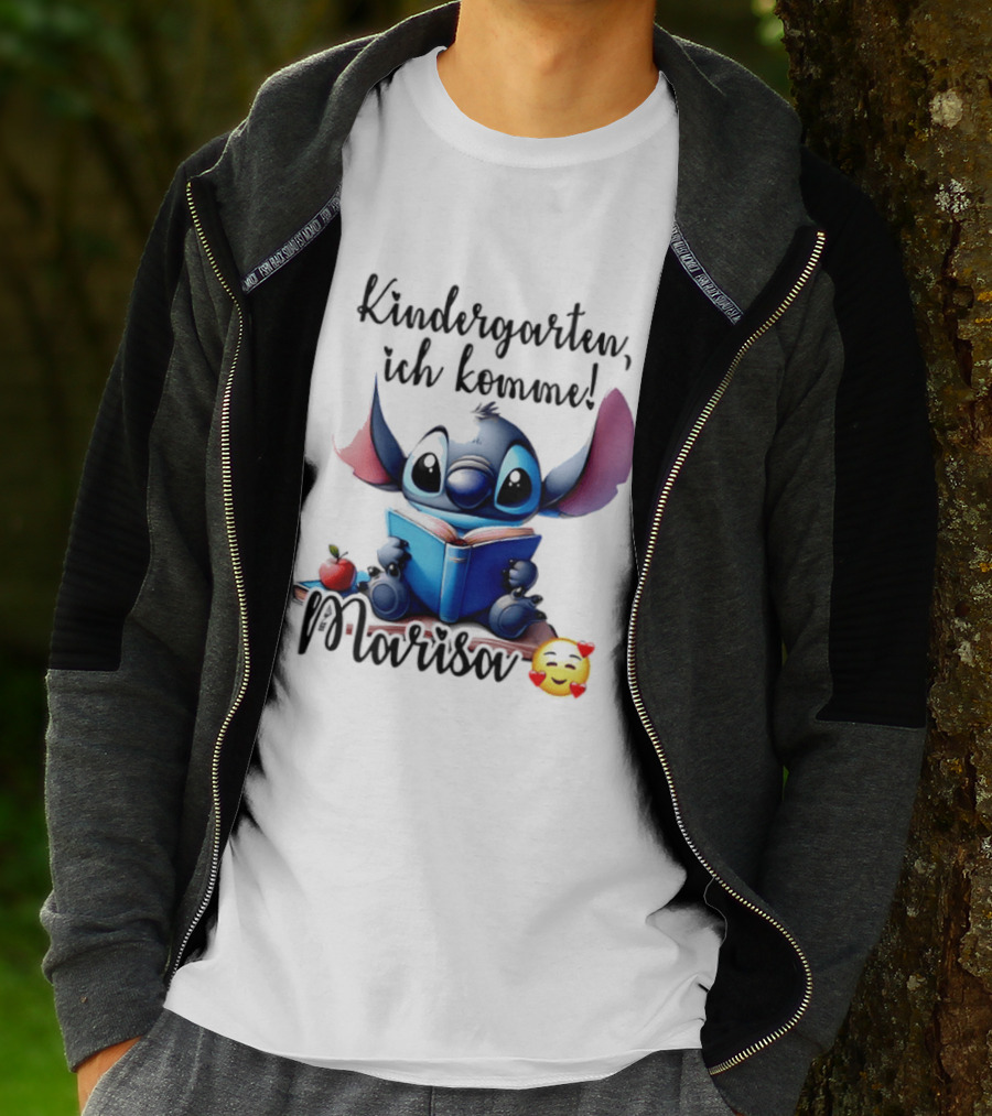 Kindergarten Ich Komme Marisa Blue Alien Book Reading T-Shirt