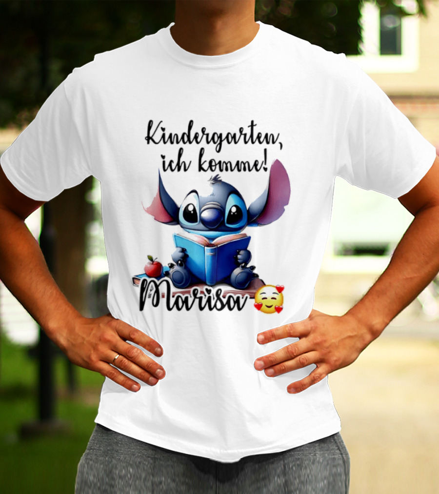 Kindergarten Ich Komme Marisa Blue Alien Book Reading T-Shirt