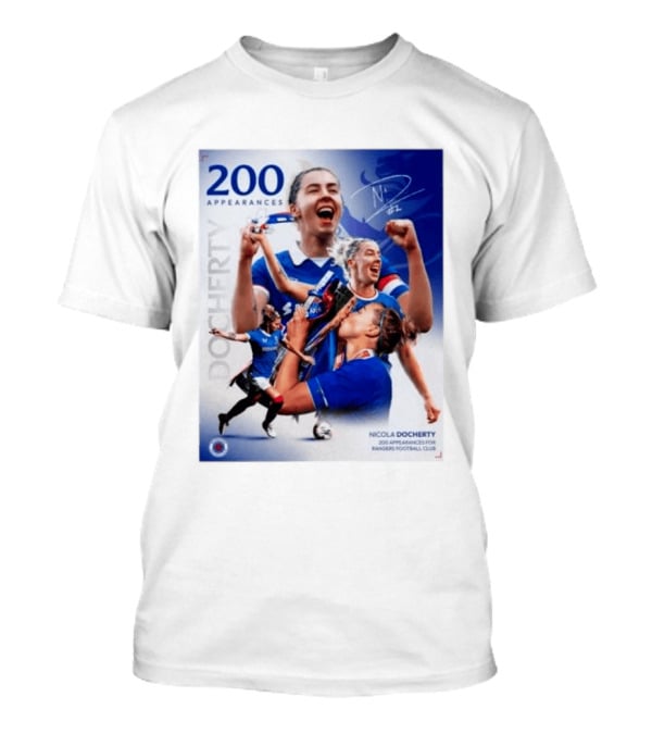 Nicola Docherty 200 Appearances Rangers Football Club Celebration T-Shirt
