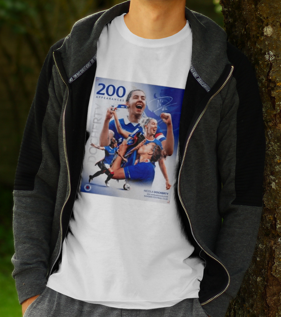 Nicola Docherty 200 Appearances Rangers Football Club Celebration T-Shirt