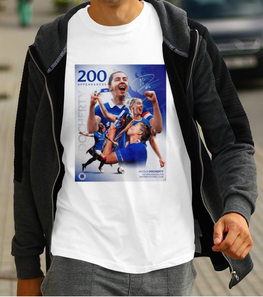 Nicola Docherty 200 Appearances Rangers Football Club Celebration T-Shirt
