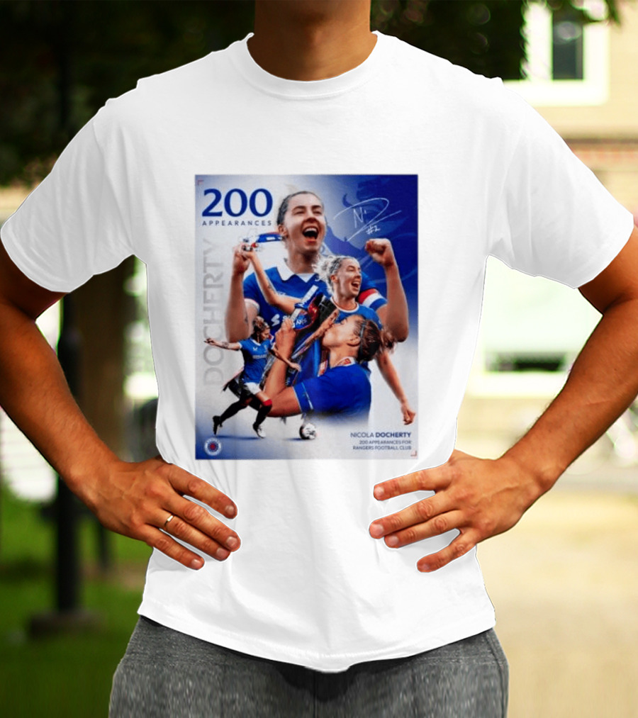 Nicola Docherty 200 Appearances Rangers Football Club Celebration T-Shirt