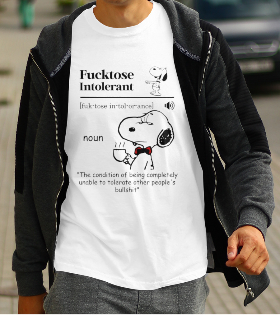 Snoopy Fucktose Intolerant Coffee Noun Definition T-Shirt