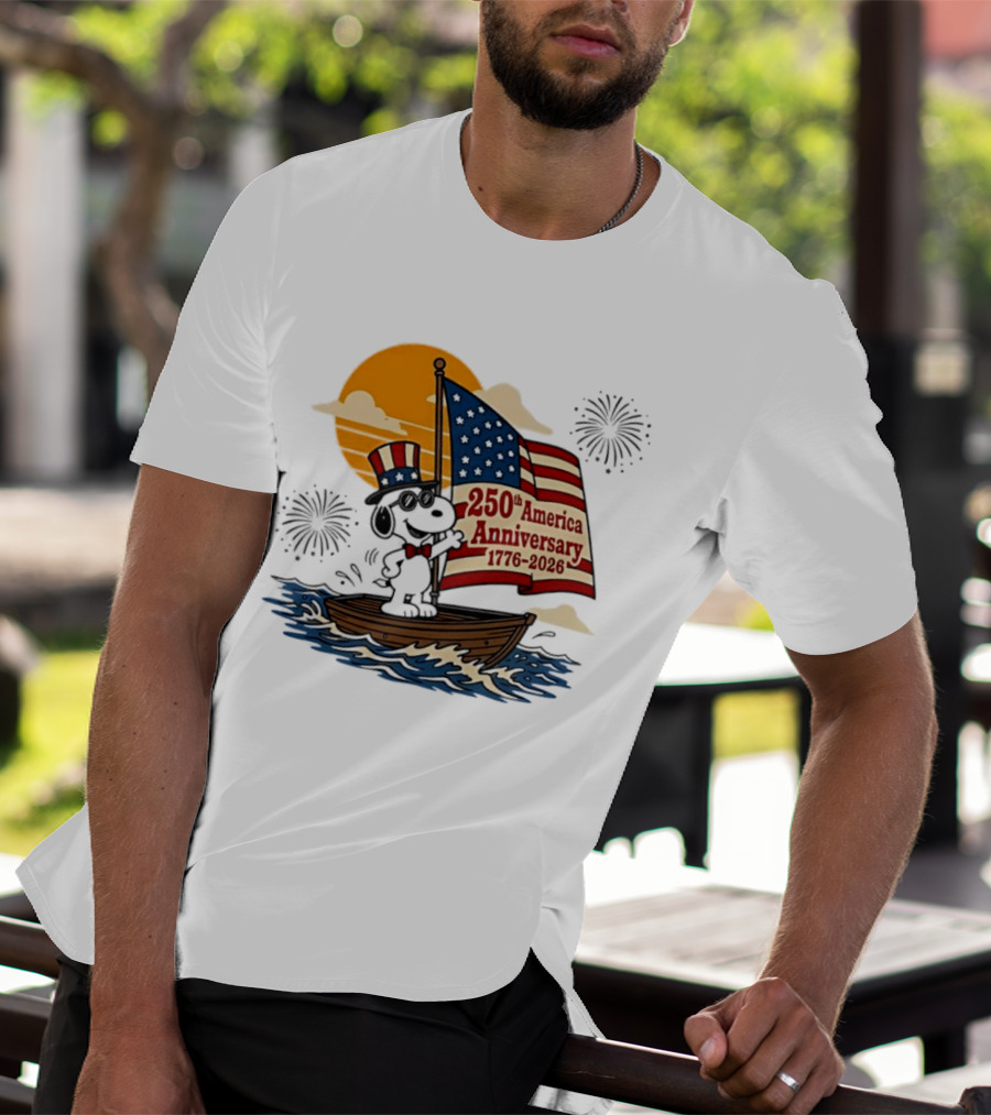 Snoopy 250th America Anniversary 1776 2026 Sailboat Celebration T-Shirt
