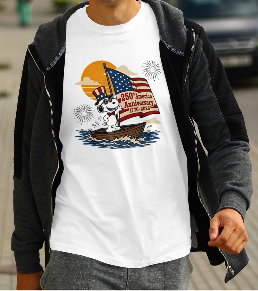 Snoopy 250th America Anniversary 1776 2026 Sailboat Celebration T-Shirt