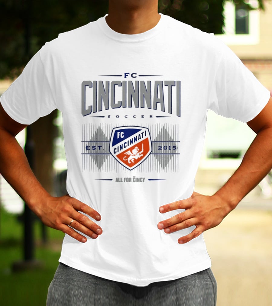 FC Cincinnati Soccer Est 2015 Shield And Diamonds All For Cincy T-Shirt