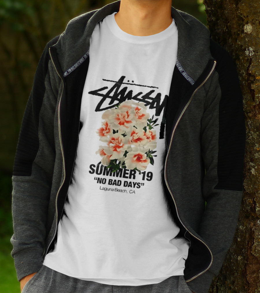Stussy Summer 19 No Bad Days Floral Laguna Beach CA T-Shirt