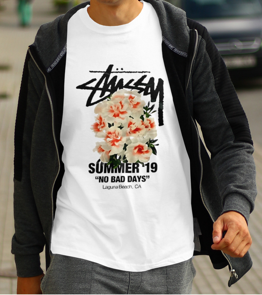Stussy Summer 19 No Bad Days Floral Laguna Beach CA T-Shirt