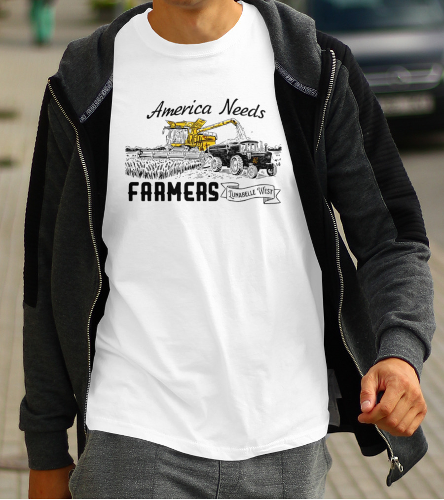 America Needs Farmers Lunabelle West Tractor Combine Harvesting T-Shirt