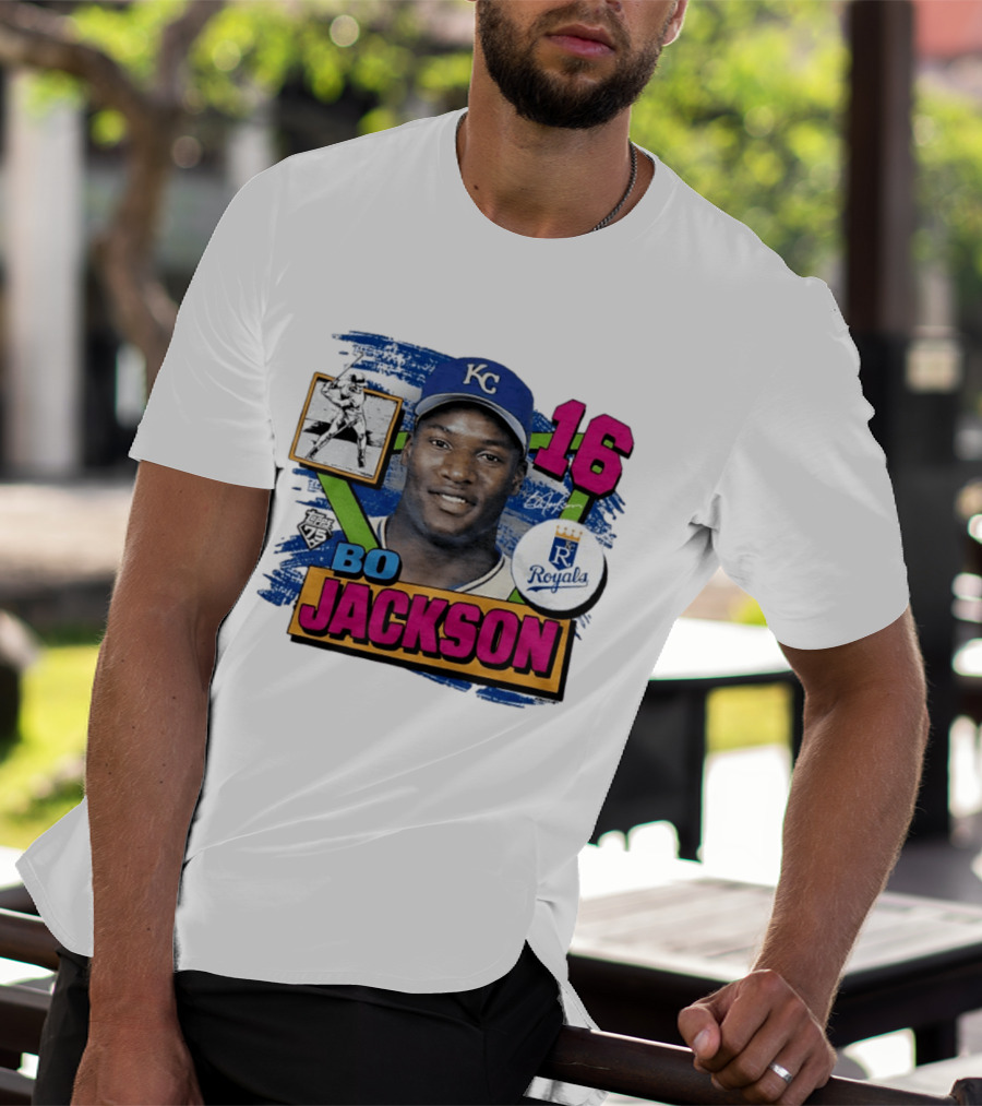 Bo Jackson 16 Kansas City Royals Topps 75 Vintage Baseball Memorabilia T-Shirt