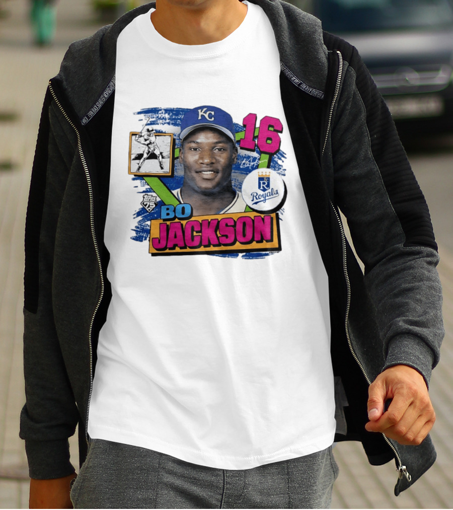 Bo Jackson 16 Kansas City Royals Topps 75 Vintage Baseball Memorabilia T-Shirt
