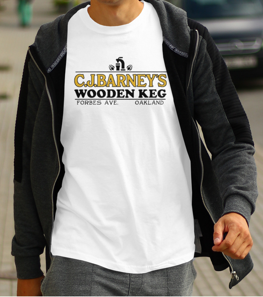 C.J. Barney's Wooden Keg Forbes Ave Oakland T-Shirt
