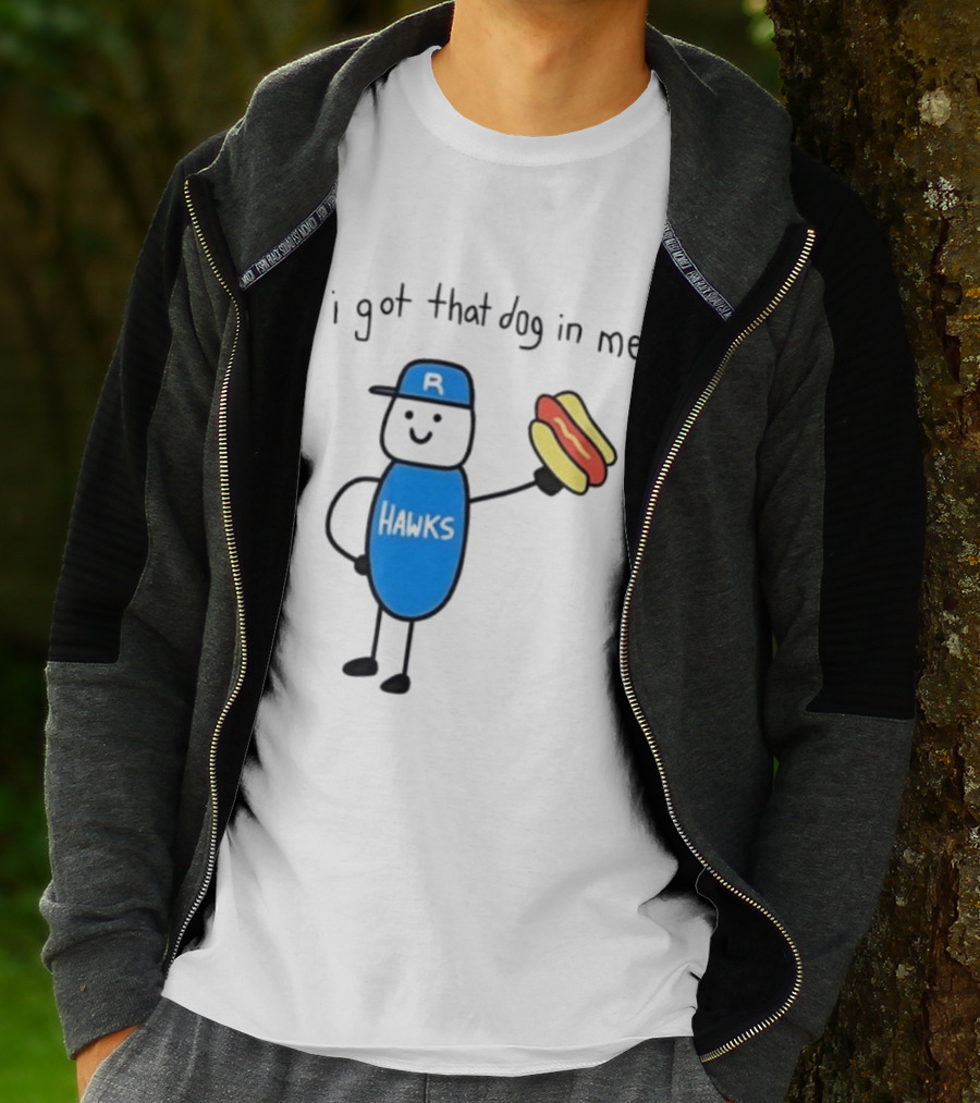 Edmonton Riverhawks I Got That Dog In Me Hot Dog Baseball Stick Figure T-Shirt