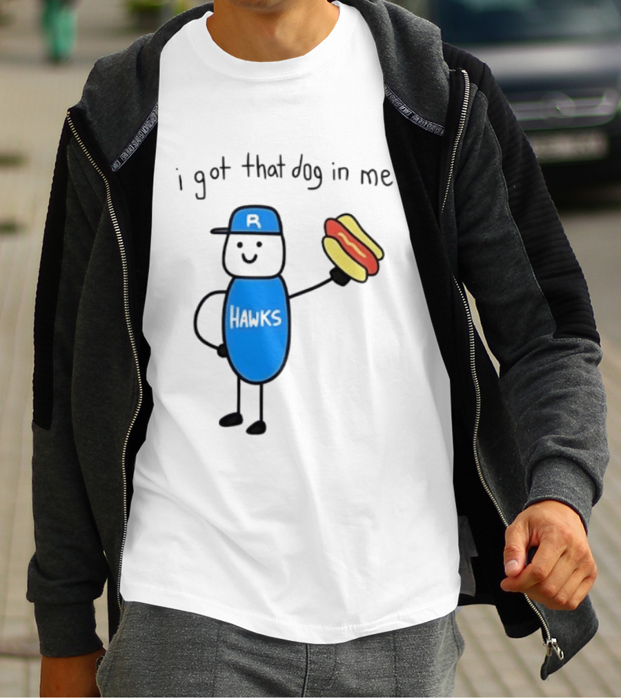 Edmonton Riverhawks I Got That Dog In Me Hot Dog Baseball Stick Figure T-Shirt