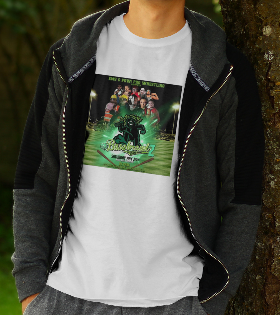 EMS & POW Pro Wrestling Basebrawl 2 The Second Inning May 25th PK Park Eugene OR T-Shirt