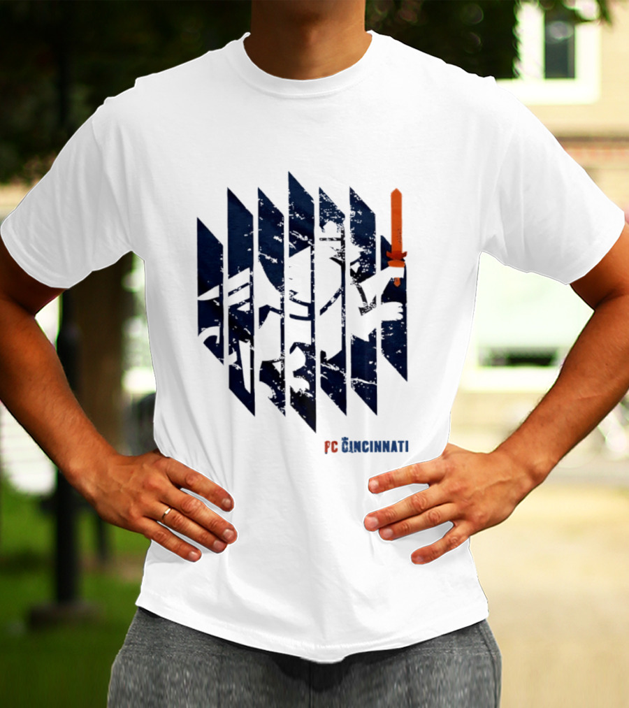 FC Cincinnati Sheared Lion Football Fans Iconic Bold Striped Image T-Shirt