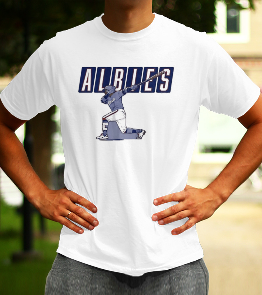ALBIES ATLANTA Slugger Swing Baseball Player T-Shirt