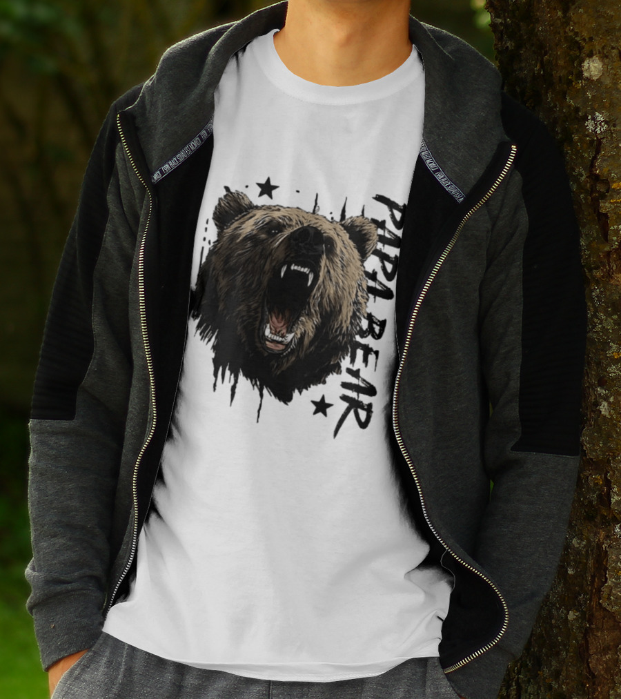 Papa Bear Distressed Flag Bold Grizzly Roar Father's Day T-Shirt