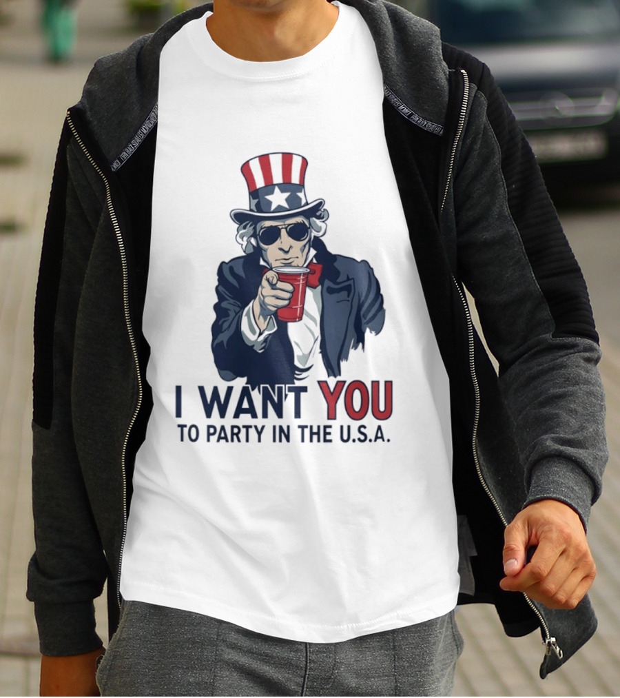 Uncle Sam I Want You To Party In The USA America Patriotic 4th Of July T-Shirt