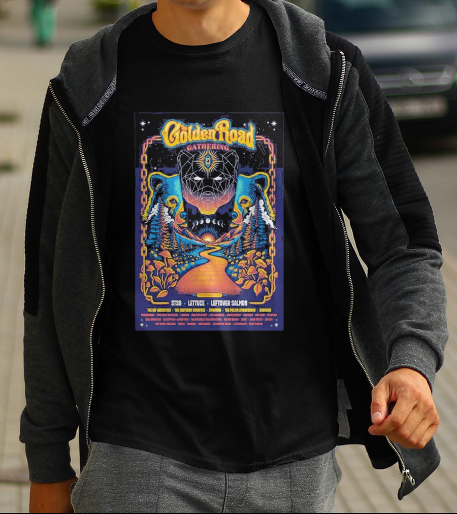 Golden Road Gathering Placerville May 2026 STS9 Lettuce Leftover Salmon The Hip Abduction The Brothers Comatose Cymafunk The Polish Ambassador Boombox T-Shirt