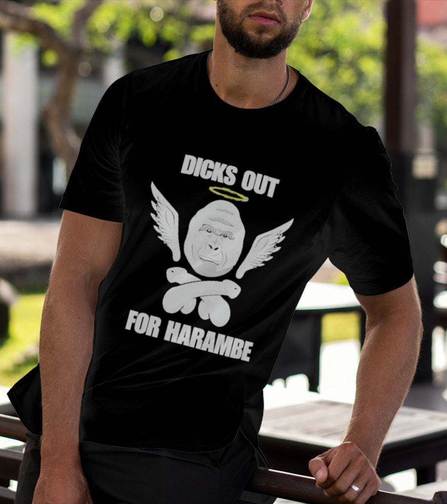 Gorilla With Wings Halo Dicks Out For Harambe T-Shirt