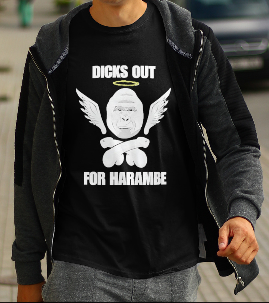 Gorilla With Wings Halo Dicks Out For Harambe T-Shirt