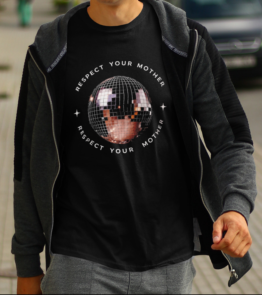 Respect Your Mother Disco Ball Sustainability Message T-Shirt