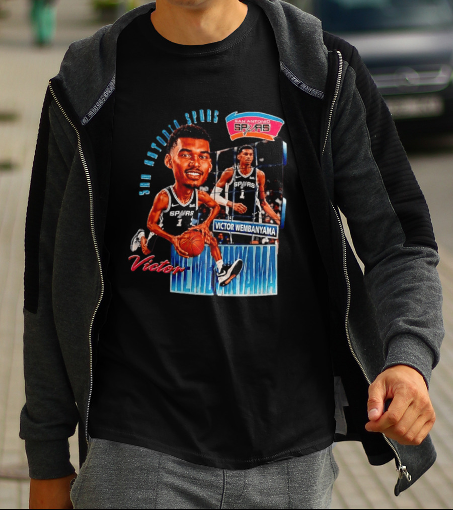 San Antonio Spurs Victor Wembanyama Basketball Caricature T-Shirt