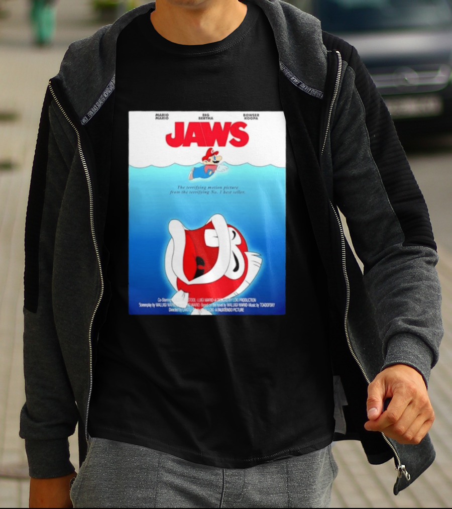 Mario Jaws Big Bertha Bowser Koopa Movie T-Shirt