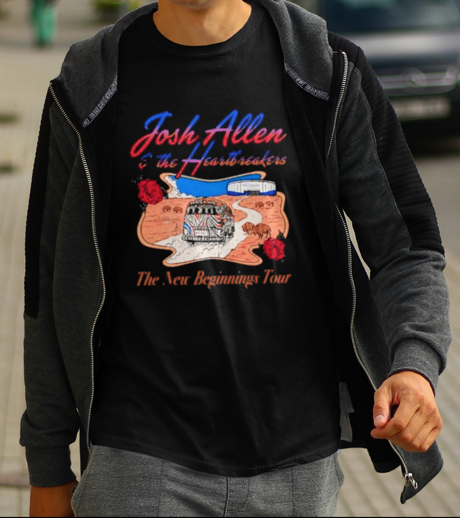 Josh Allen And The Heartbreakers New Beginnings Tour Bills Stadium Path Roses T-Shirt