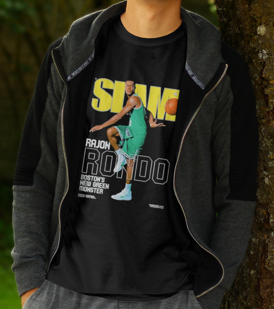 Slam Magazine Cover Rajon Rondo Boston New Green Monster Basketball T-Shirt