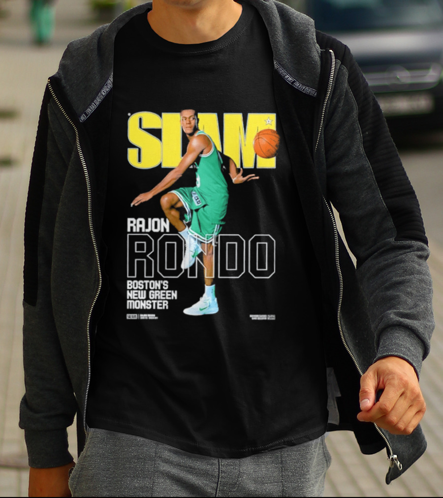 Slam Magazine Cover Rajon Rondo Boston New Green Monster Basketball T-Shirt