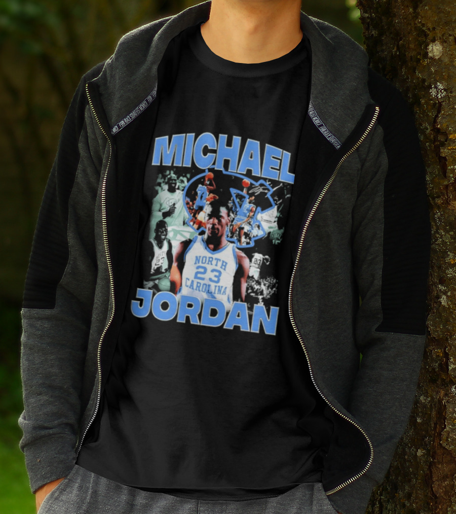 Michael Jordan 23 North Carolina Tar Heels Basketball Iconic Blue And White T-Shirt