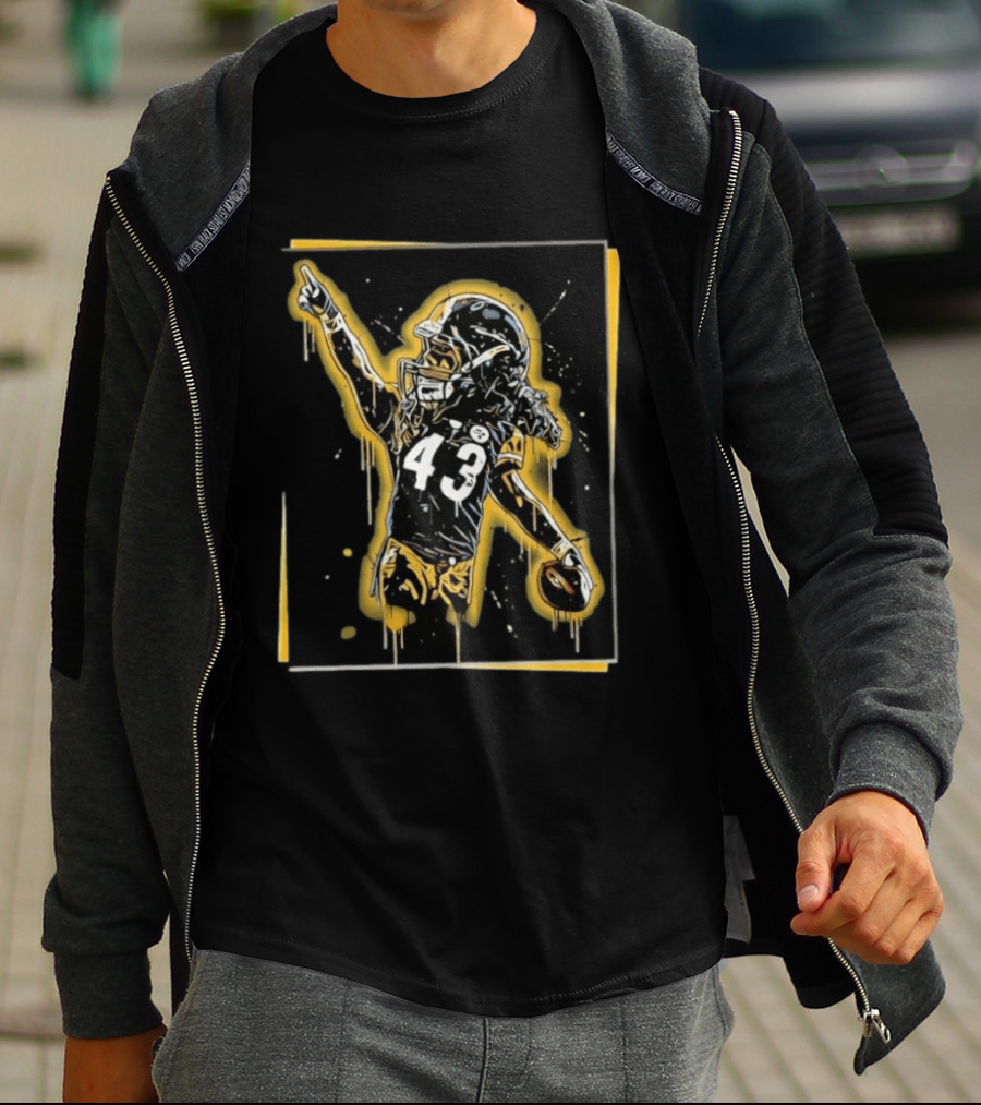 Troy Polamalu Pittsburgh Steelers 43 Splatter Paint Art Football T-Shirt