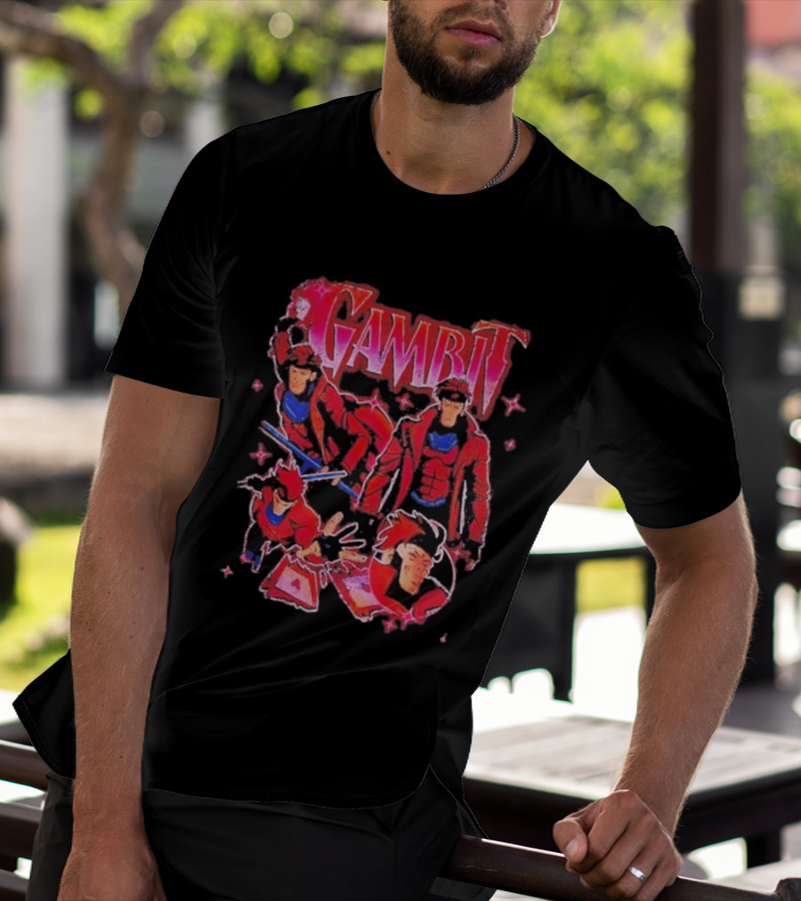 Marvel X Men Gambit Red Jacket Blue Scarf Playing Cards T-Shirt