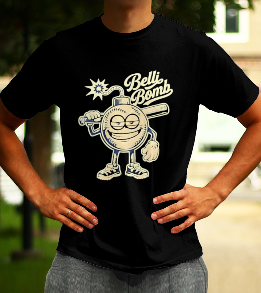 Belli Bomb Baseball Cartoon Bat T-Shirt