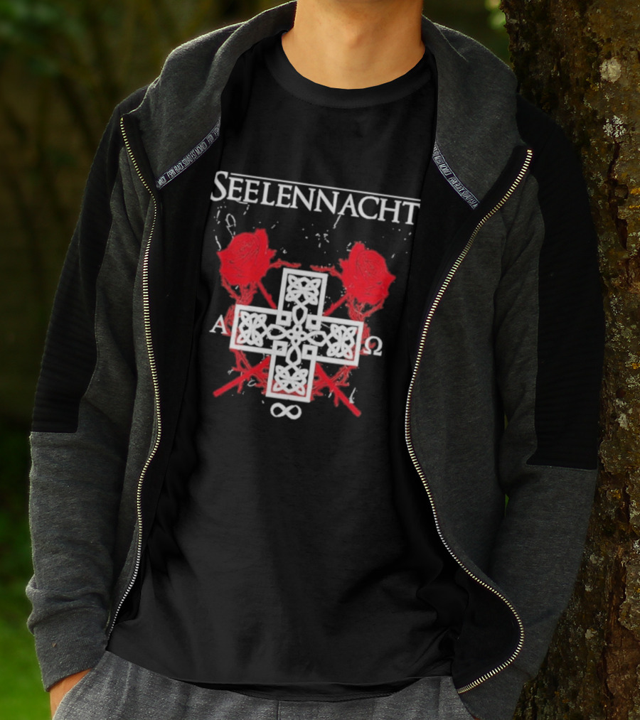 Seelennacht Celtic Cross Red Roses Alpha Omega Infinity T-Shirt