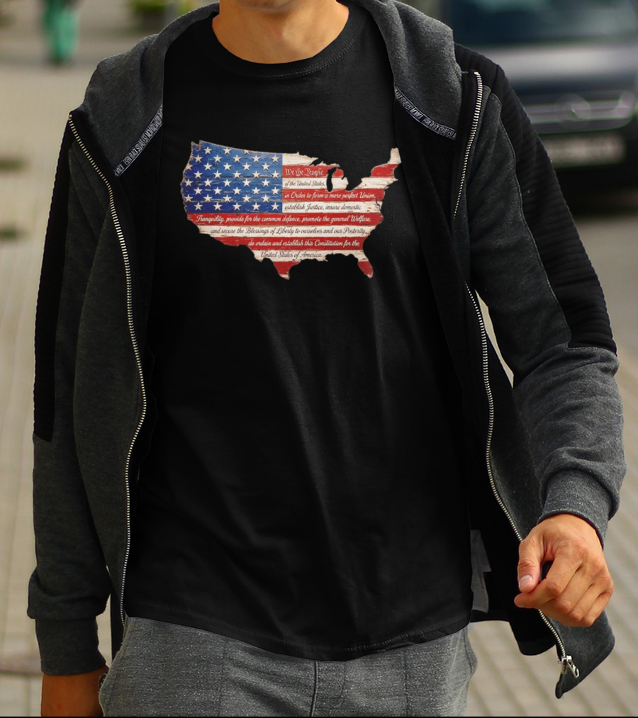 We The People Flag Map Of The United States Constitution T-Shirt