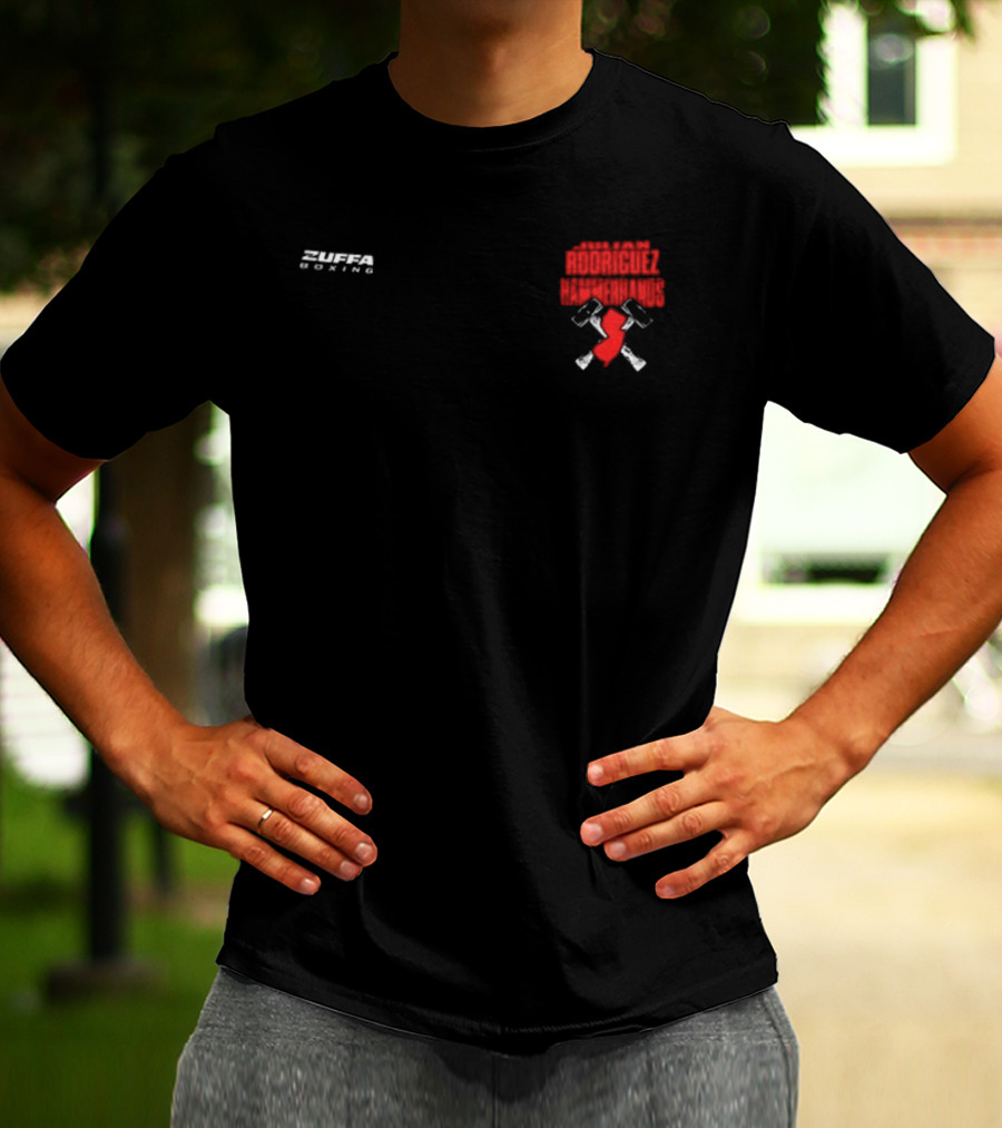 Zuffa Boxing Julian Rodriguez Hammer Hands Red Gloves Crossed Hammers T-Shirt