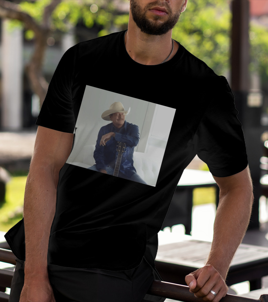 Alan Jackson I Want To Stroll Over Heaven With You White Hat Blue Guitar T-Shirt