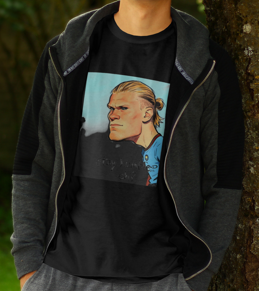 Erling Haaland Cartoon Manchester City Stay Humble Eh T-Shirt