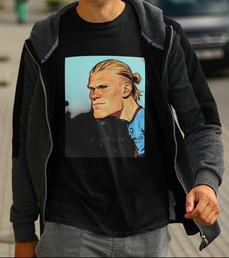 Erling Haaland Cartoon Manchester City Stay Humble Eh T-Shirt