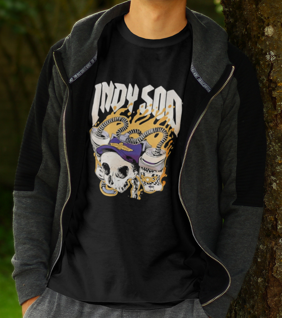 Indy 500 Skull Cap Beer Drinking Racing T-Shirt