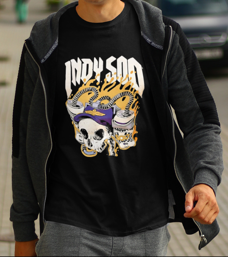 Indy 500 Skull Cap Beer Drinking Racing T-Shirt
